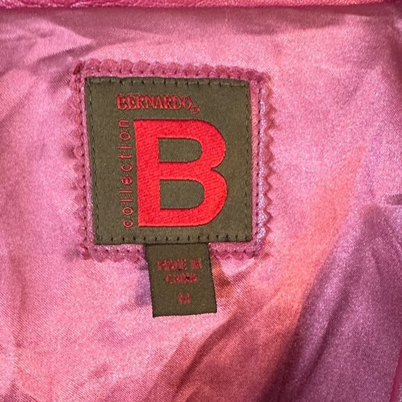 Bernardo Collection Pink Raspberry Belted Soft Leather Jacket Size Medium - Picture 12 of 13